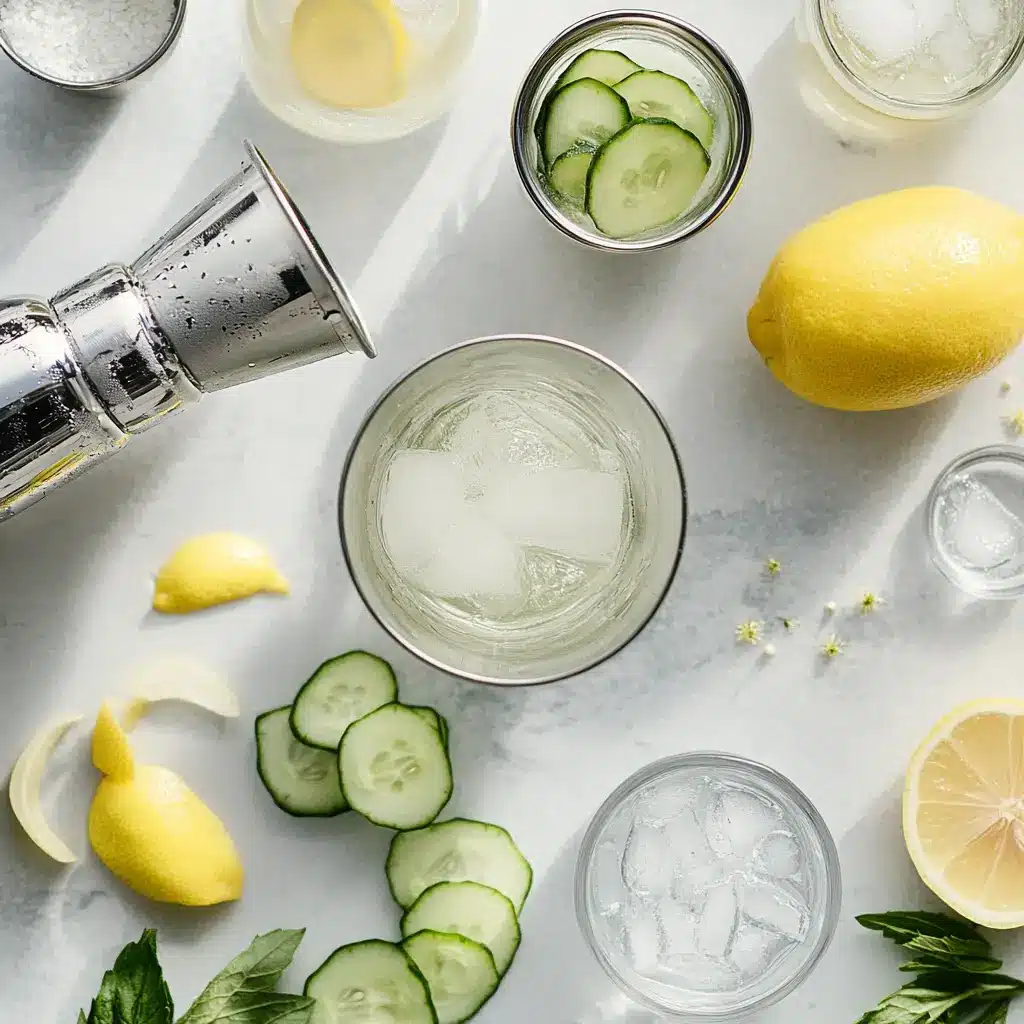 making white linen cocktail with fresh ingredients