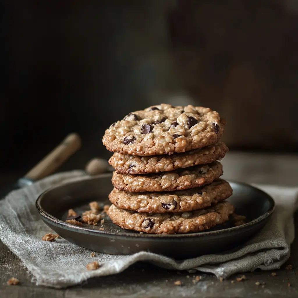 rice krispie chocolate chip cookies on a plate