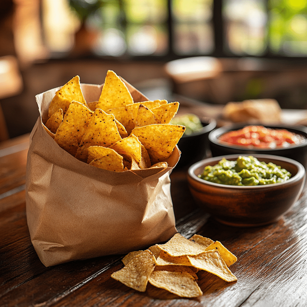 gluten free chips with dips on a kitchen counter