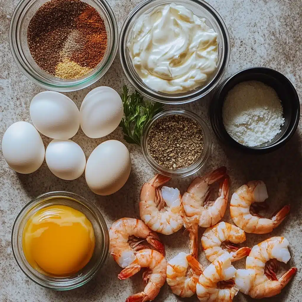 Fresh ingredients for Florida shrimp pie on counter