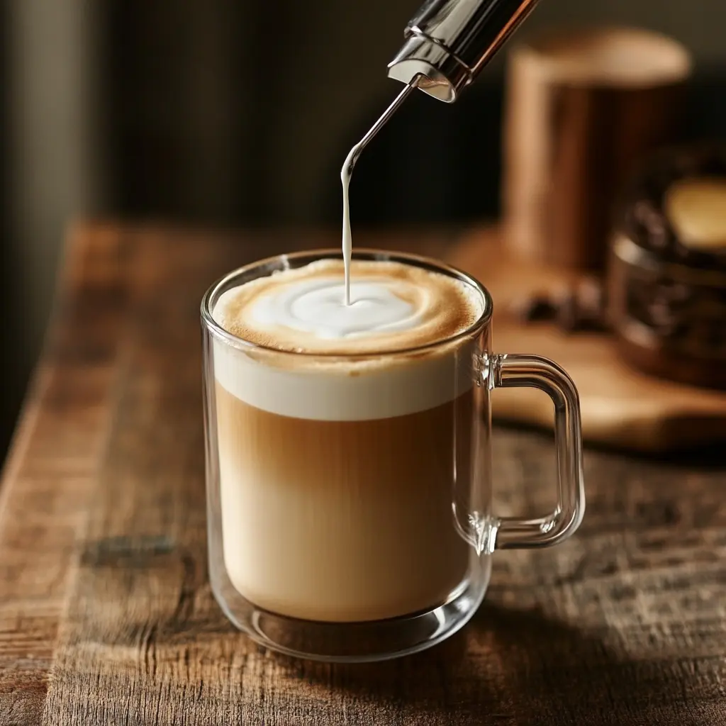 Making cloud coffee drink with a milk frother