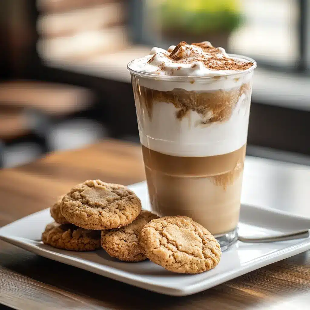 Iced cloud coffee drink with gluten-free cookies